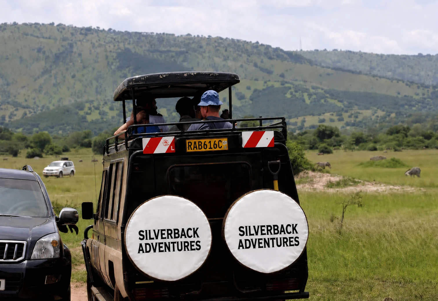 Silverback Adventures safari vehicle on a Rwandan game drive